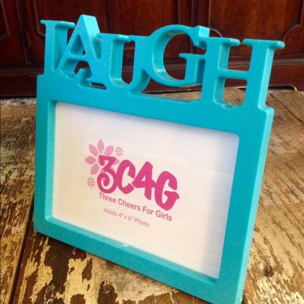 PHOTO FRAME AQUA BLUE “LAUGH” FITS 4” x 6” 3C4G